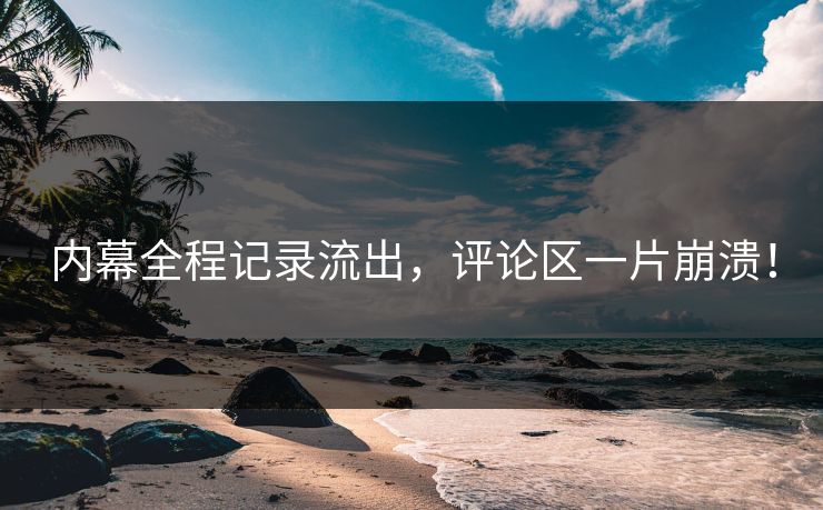 内幕全程记录流出，评论区一片崩溃！