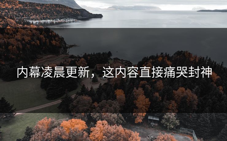 内幕凌晨更新，这内容直接痛哭封神