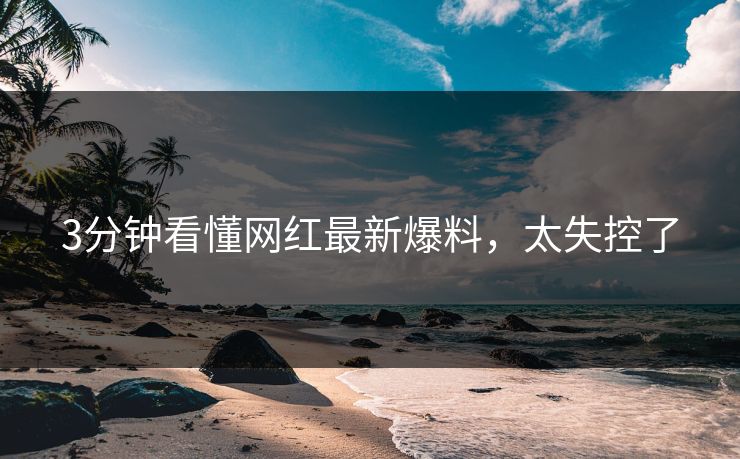 3分钟看懂网红最新爆料，太失控了