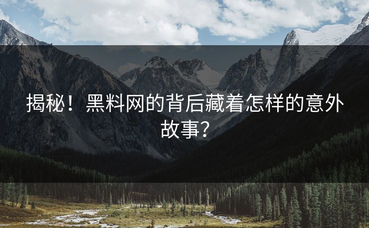 揭秘！黑料网的背后藏着怎样的意外故事？