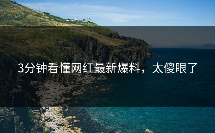 3分钟看懂网红最新爆料，太傻眼了