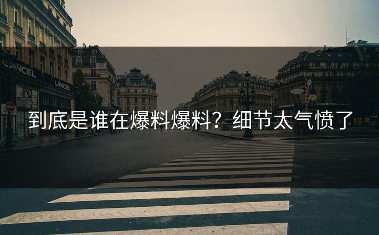 到底是谁在爆料爆料？细节太气愤了