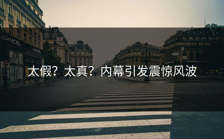 太假？太真？内幕引发震惊风波