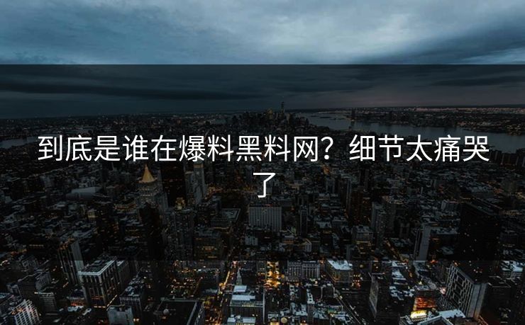 到底是谁在爆料黑料网？细节太痛哭了