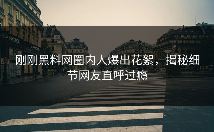 刚刚黑料网圈内人爆出花絮，揭秘细节网友直呼过瘾