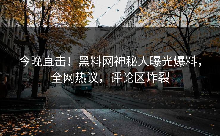 今晚直击！黑料网神秘人曝光爆料，全网热议，评论区炸裂