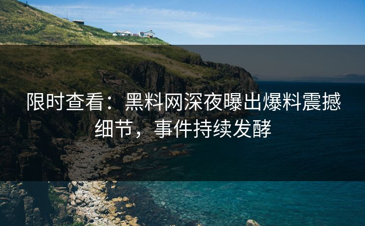 限时查看：黑料网深夜曝出爆料震撼细节，事件持续发酵