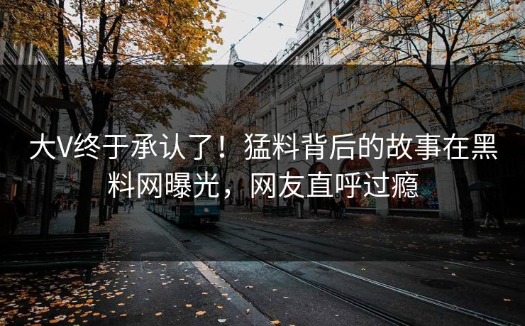 大V终于承认了！猛料背后的故事在黑料网曝光，网友直呼过瘾