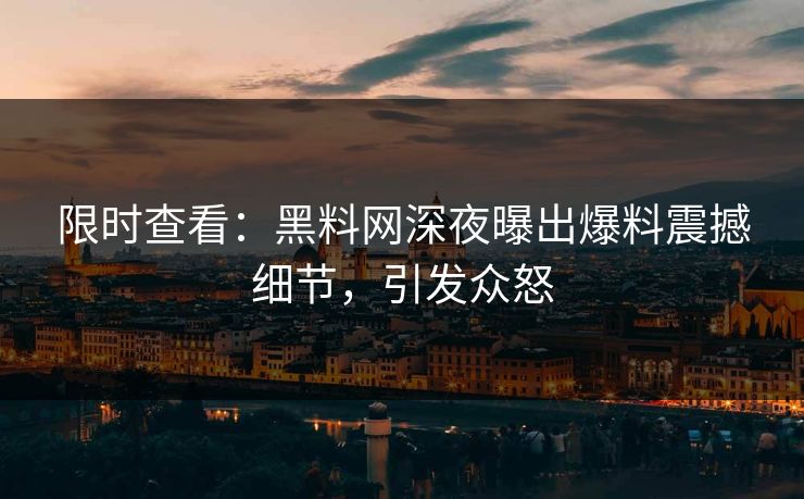 限时查看：黑料网深夜曝出爆料震撼细节，引发众怒