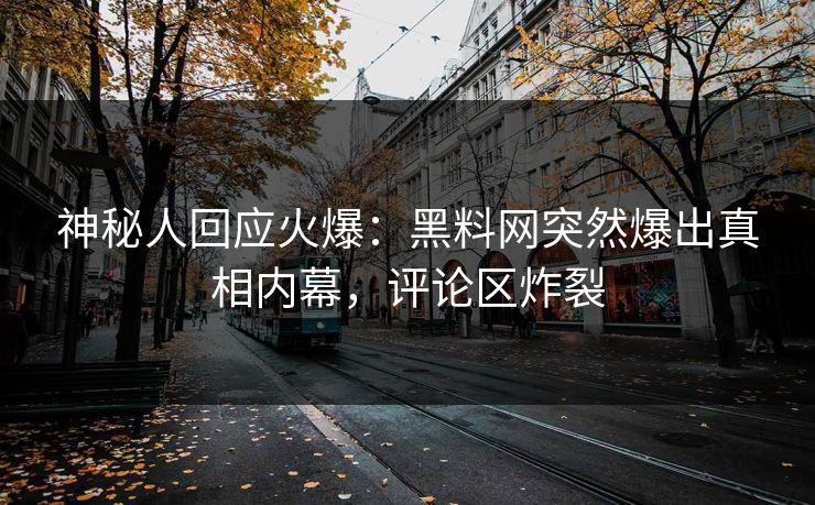 神秘人回应火爆：黑料网突然爆出真相内幕，评论区炸裂