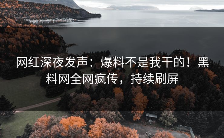 网红深夜发声：爆料不是我干的！黑料网全网疯传，持续刷屏