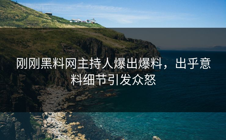 刚刚黑料网主持人爆出爆料，出乎意料细节引发众怒
