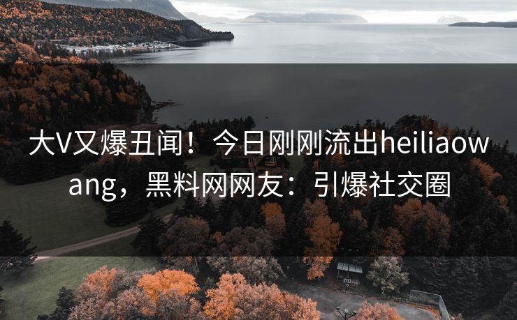 大V又爆丑闻！今日刚刚流出heiliaowang，黑料网网友：引爆社交圈