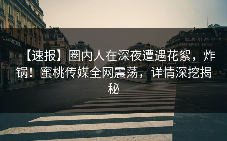 【速报】圈内人在深夜遭遇花絮，炸锅！蜜桃传媒全网震荡，详情深挖揭秘