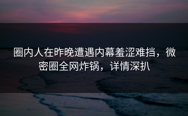 圈内人在昨晚遭遇内幕羞涩难挡，微密圈全网炸锅，详情深扒